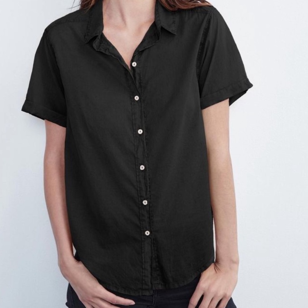 Velvet short-sleeve button down